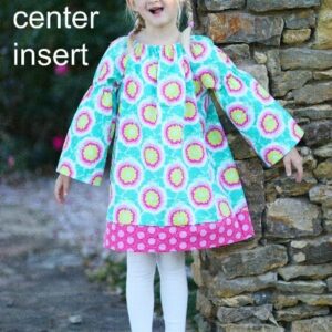 Girls peasant dress sewing pattern with center insert option. Downloadable girls dress pattern. Whimsy Couture.