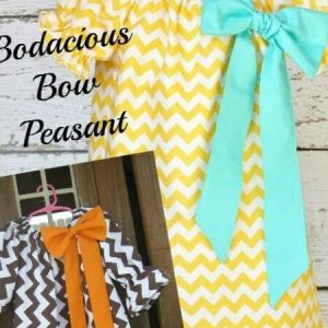 Girls peasant dress sewing pattern. Downloadable Bodacious bow peasant dress pattern