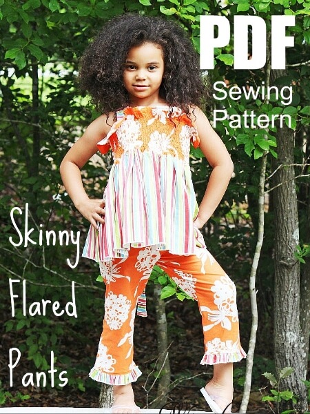 Skinny flared pants sewing pattern by Whimsy Couture