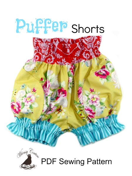 Puffer shorts sewing pattern by Whimsy Couture